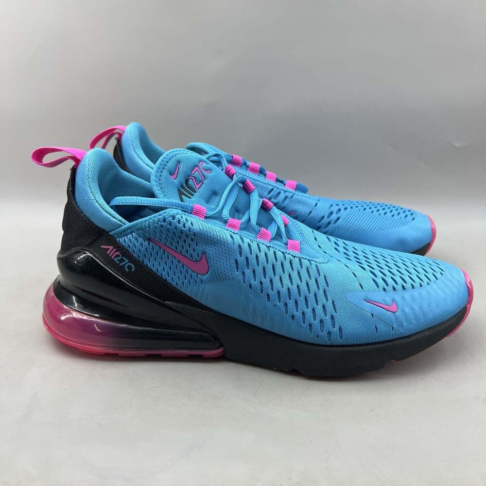 Nike Air Max 270 South Beach Running Shoes Men's 10 Blue Pink Comfort Sneakers